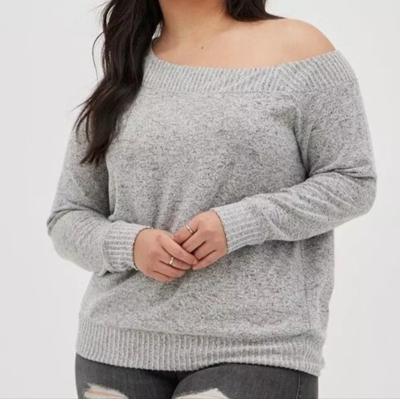 Torrid Super Soft Plush Off Shoulder Sweatshirt - Picture 1 of 4
